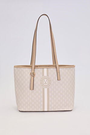 Krem Gold Akseusar Detaylı Omuz Çantası