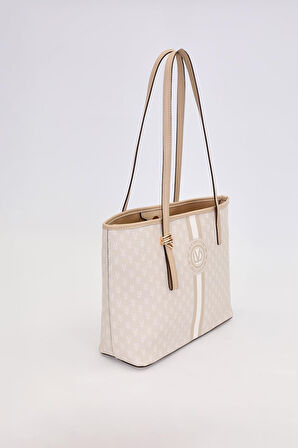 Krem Gold Akseusar Detaylı Omuz Çantası