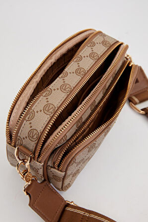 Camel Çift Bölmeli Kalın Askılı Omuz Çantası