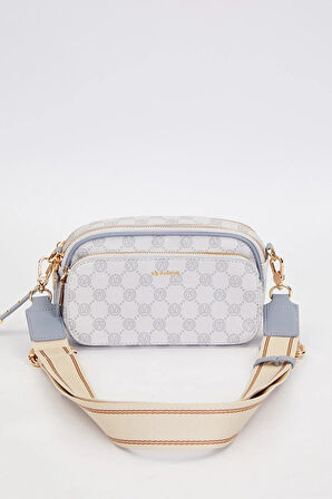 Gri Çift Bölmeli Kalın Askılı Omuz Çantası