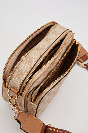 Haki Çift Bölmeli Kalın Askılı Omuz Çantası