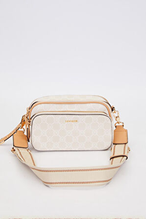 Krem Çift Bölmeli Kalın Askılı Omuz Çantası