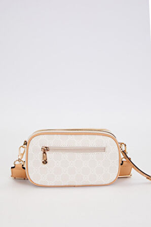 Krem Çift Bölmeli Kalın Askılı Omuz Çantası