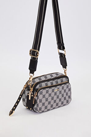 Siyah Çift Bölmeli Kalın Askılı Omuz Çantası