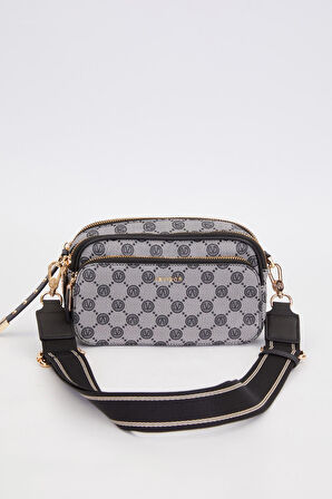 Siyah Çift Bölmeli Kalın Askılı Omuz Çantası