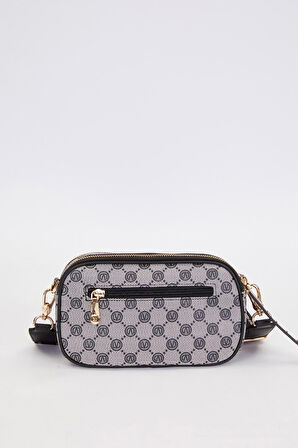 Siyah Çift Bölmeli Kalın Askılı Omuz Çantası