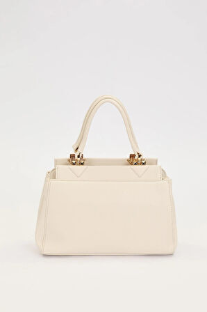 Krem Şerit Dikiş Model El Çantası