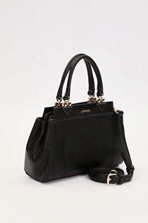 Siyah Şerit Dikiş Model El Çantası