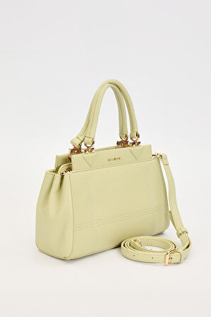 Yeşil Şerit Dikiş Model El Çantası