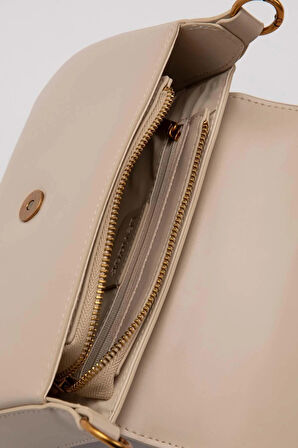 Retro Logo Detaylı Şık Kadın Omuz Çantası 930372 A.Vizon