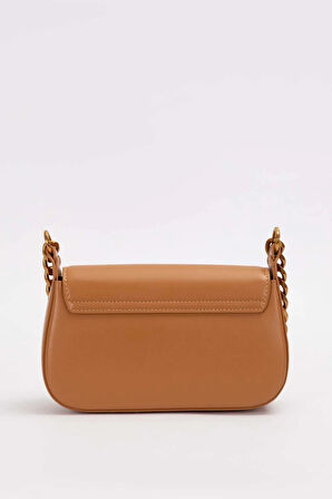 Retro Logo Detaylı Şık Kadın Omuz Çantası 930372 Kahve