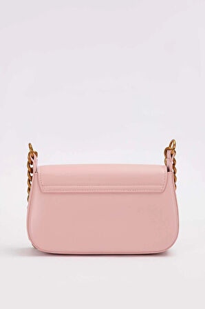 Retro Logo Detaylı Şık Kadın Omuz Çantası 930372 Pembe