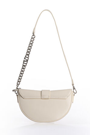 Asimetrik Tasarım, Zincir Ve Logo Detaylı Şık Kadın Omuz Çantası 930373 A.Sarı