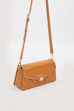 Premium Kalp Toka Detay Omuz Çantası Kahve 930388