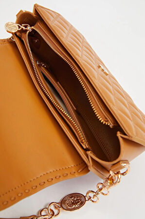 Kahve Yuvarlak Toka Detay Omuz Çantası