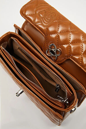 Kahve Gül Baskılı El Çantası