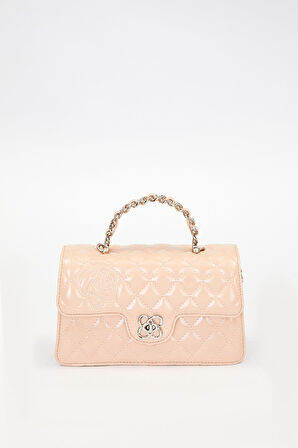 Pembe Gül Baskılı El Çantası