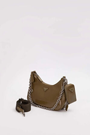 Küçük Ve Şık Premium Kalite Uzun Askılı Kadın Omuz Çantası 930420 Yağ Yeşili