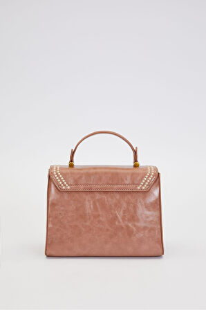 Otantik Fayton Metal Logo ve Nakış Detaylı Orta Boy Kadın El ve Omuz Çantası LV930574 Haki