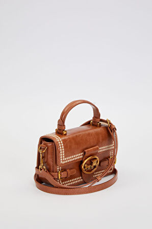 Otantik Fayton Metal Logo Nakış ve Kemer Detaylı Küçük Boy Kadın El ve Omuz Çantası LV930576 Camel