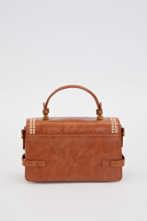 Otantik Fayton Metal Logo Nakış ve Kemer Detaylı Küçük Boy Kadın El ve Omuz Çantası LV930576 Camel