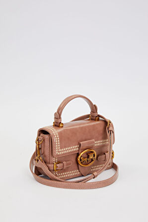 Otantik Fayton Metal Logo Nakış ve Kemer Detaylı Küçük Boy Kadın El ve Omuz Çantası LV930576 Gül Kurusu