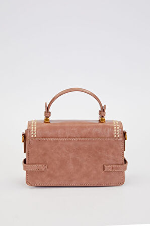 Otantik Fayton Metal Logo Nakış ve Kemer Detaylı Küçük Boy Kadın El ve Omuz Çantası LV930576 Gül Kurusu