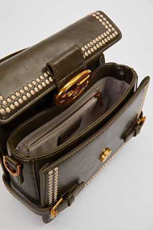 Otantik Fayton Metal Logo Nakış ve Kemer Detaylı Küçük Boy Kadın El ve Omuz Çantası LV930576 Yeşil