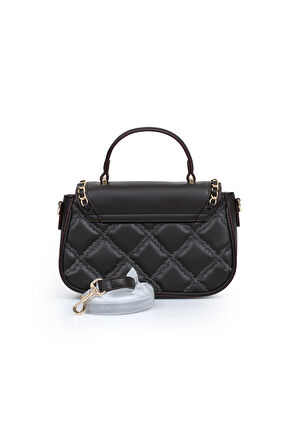 Kapitone Nakış ve Zincir Örgü Detaylı Uzun Askılı Orta Boy Kadın El ve Omuz Çantası LV930582 Koyu Kahve