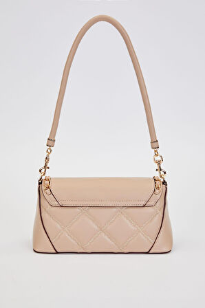 Kapitone Nakış ve Zincir Örgü Detaylı Çift Askılı Orta Boy Kadın Omuz Çantası LV930583