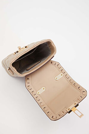 Kapitone Nakış ve Zincir Örgü Detaylı Şık Kadın Telefon Çantası El ve Omuz Kullanımlı LV930584