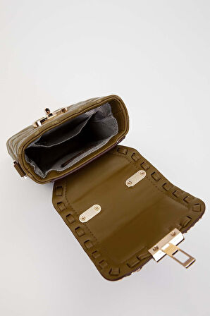 Kapitone Nakış ve Zincir Örgü Detaylı Şık Kadın Telefon Çantası El ve Omuz Kullanımlı LV930584