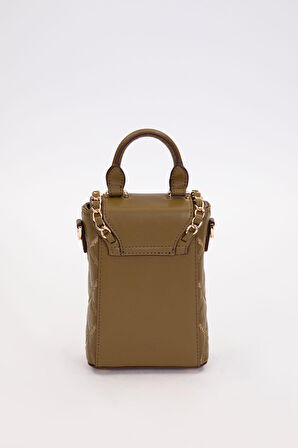 Kapitone Nakış ve Zincir Örgü Detaylı Şık Kadın Telefon Çantası El ve Omuz Kullanımlı LV930584