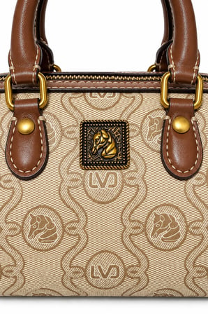Monogram Desenli Speedy Tasarım Mini Boy Uzun Askılı Kadın El Çantası Haki
