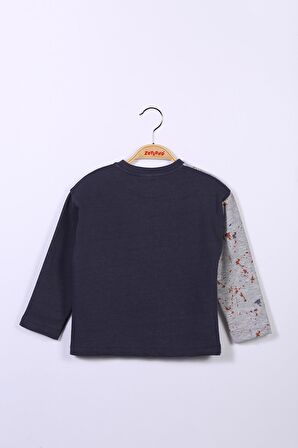 Erkek Çocuk Parçalı Gri Sweatshirt (6-12yaş)