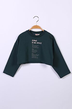 Kız Çocuk Yeşil Crop Sweatshirt (2-6yaş)