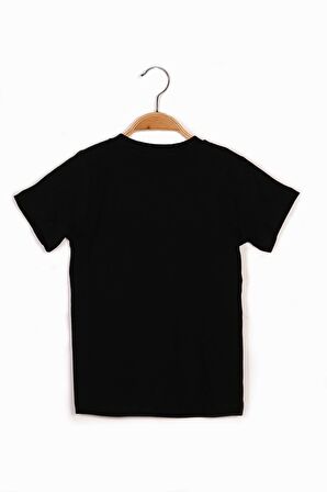 Unisex Çocuk Atatürk Baskılı Siyah T-Shirt (4-12yaş)