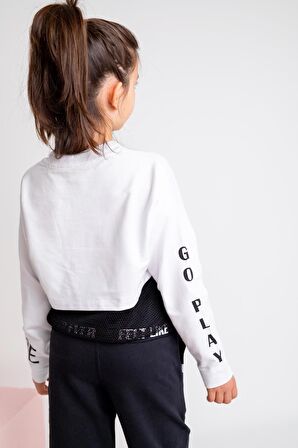 Kız Çocuk Go Play Fileli Crop Sweatshirt