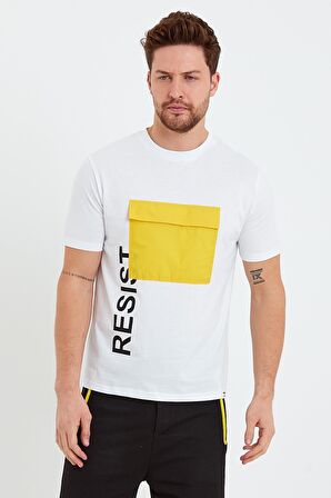 Erkek Resist Baskılı Cepli T-Shirt