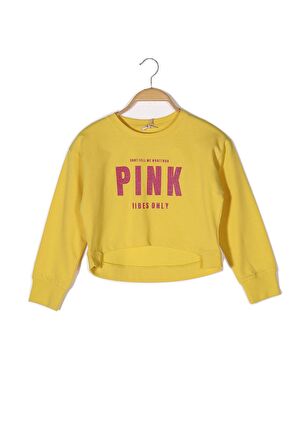 Kız Çocuk Baskılı Crop Sweatshirt