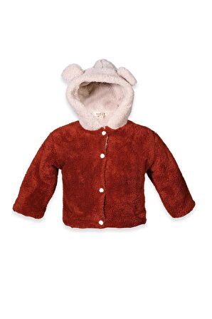 Unisex Bebek Kapüşonlu Peluş Mont