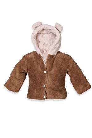 Unisex Bebek Kapüşonlu Peluş Mont