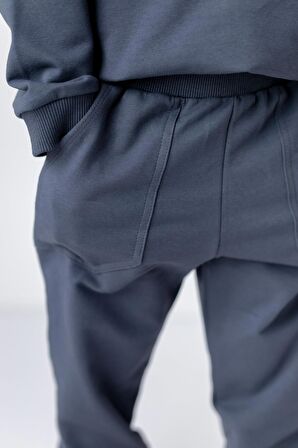 Unisex Çocuk Lastikli Düz Jogger Eşofman Altı