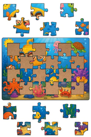 Denizaltında Bir Gün Ahşap Puzzle (24 Parça)