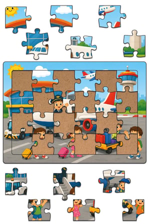 Havaalanında Bir Gün Ahşap Puzzle (24 Parça)