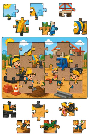 İnşaatta Bir Gün Ahşap Puzzle (24 Parça)