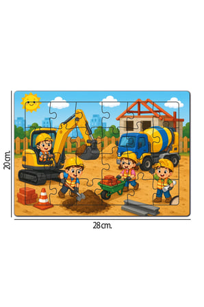 İnşaatta Bir Gün Ahşap Puzzle (24 Parça)