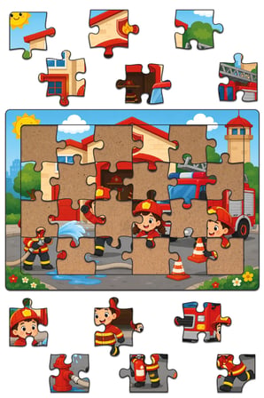 İtfaiyede Bir Gün Ahşap Puzzle (24 Parça)