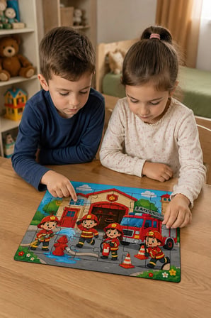 İtfaiyede Bir Gün Ahşap Puzzle (24 Parça)