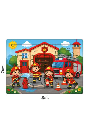 İtfaiyede Bir Gün Ahşap Puzzle (24 Parça)